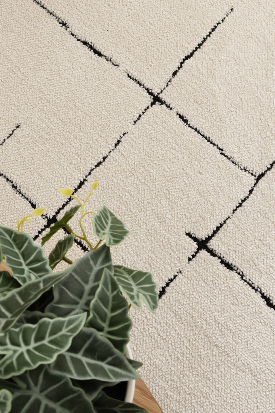 Mila Abstract Lines Black Cream Rug - MIL9: New Arrival