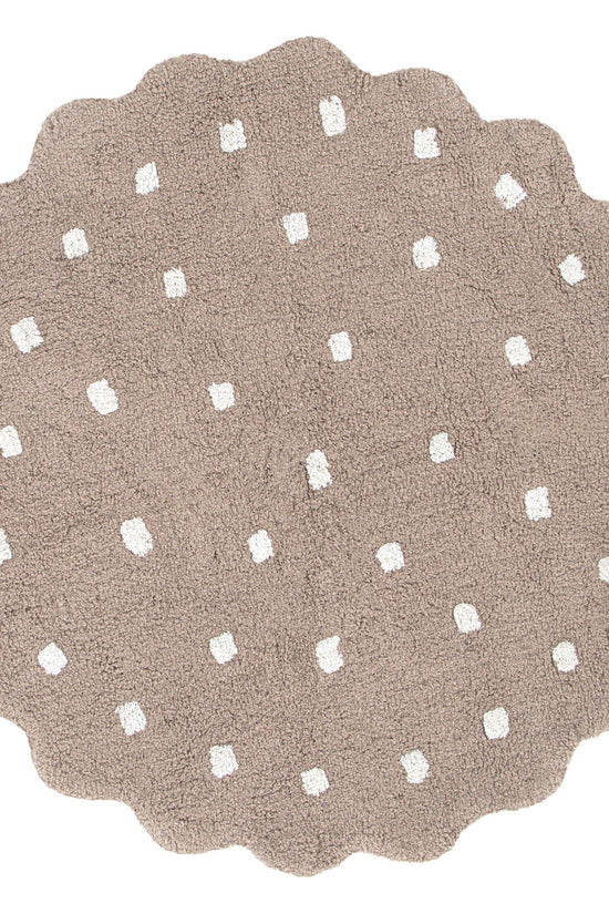 Mellow Round Scalloped Kids Rug Mushroom Beige