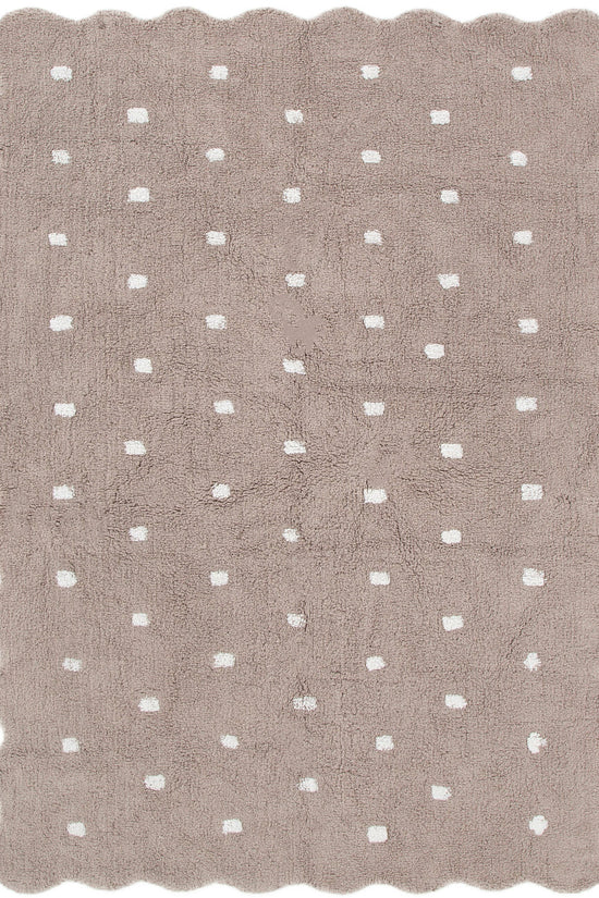 Mellow Rectangle Scalloped Kids Rug Mushroom Beige