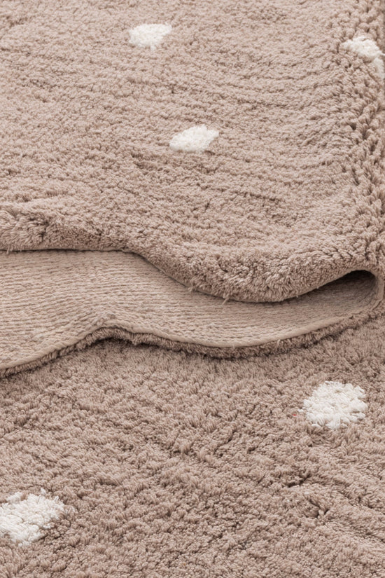 Mellow Rectangle Scalloped Kids Rug Mushroom Beige