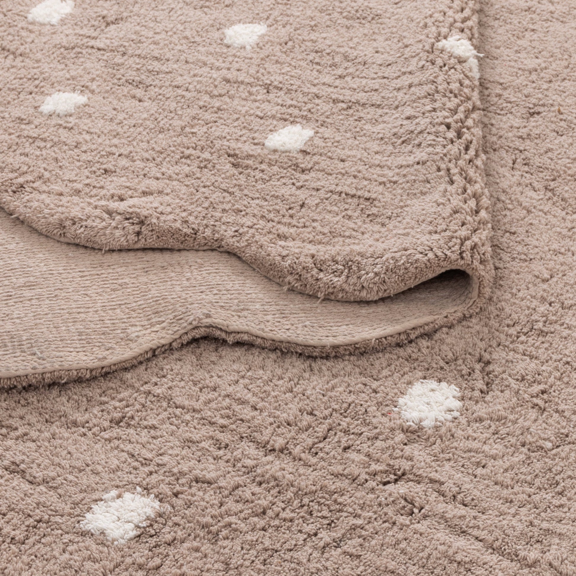 Mellow Rectangle Scalloped Kids Rug Mushroom Beige