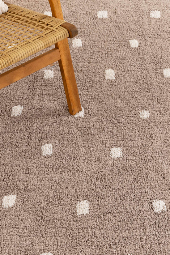 Mellow Rectangle Scalloped Kids Rug Mushroom Beige