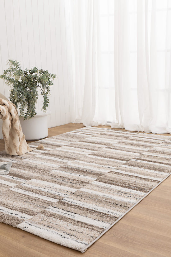 Nola Shapes Beige Brown Rug - N002