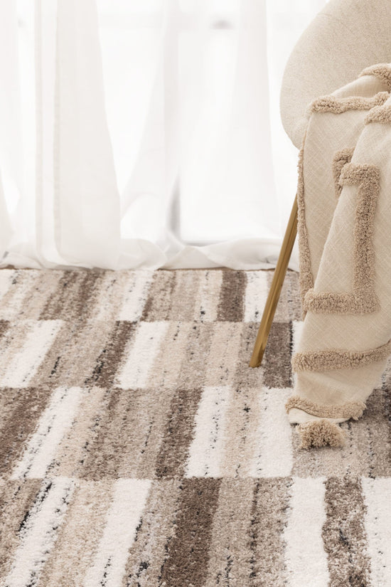 Nola Shapes Beige Brown Rug - N002