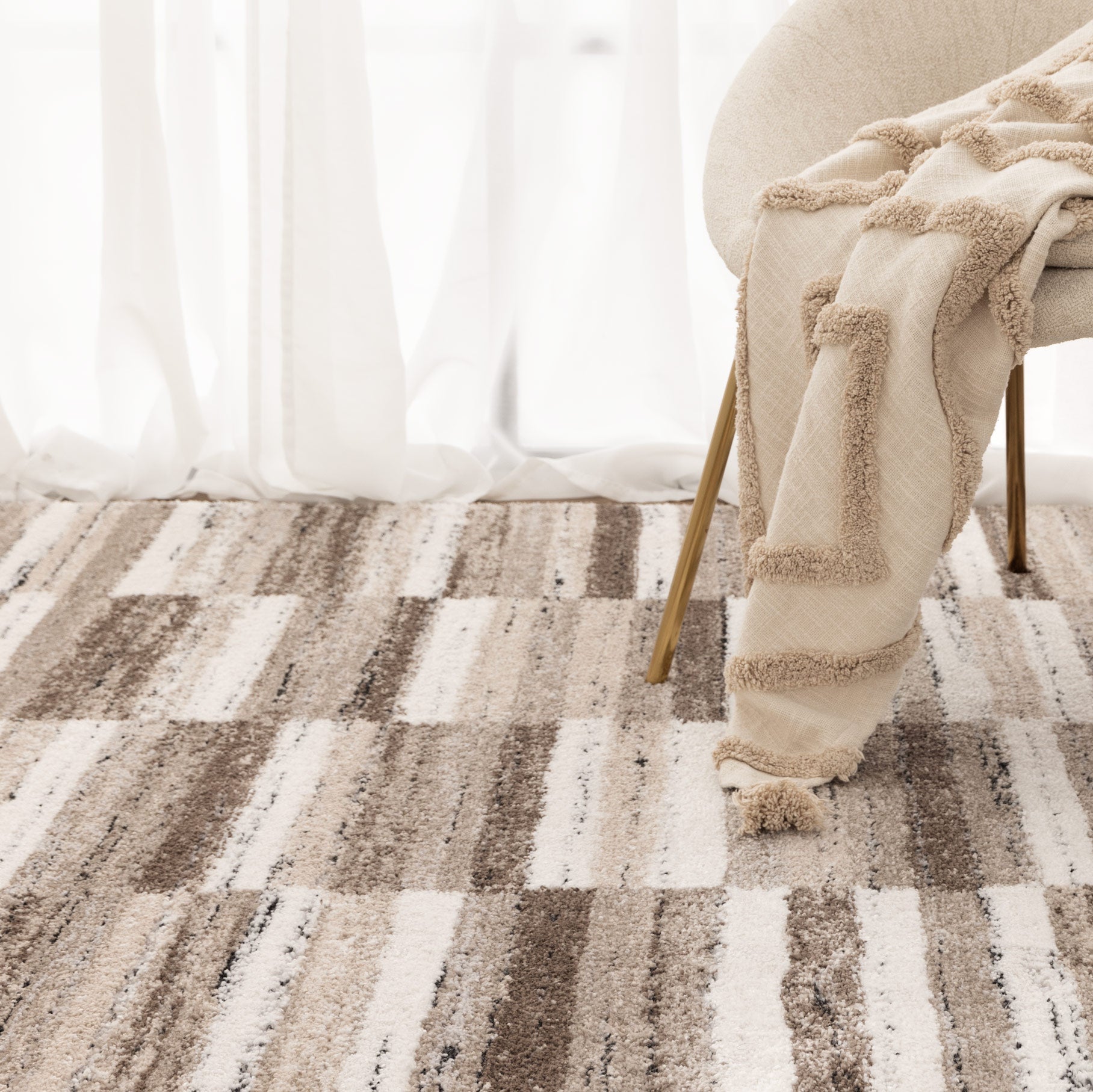 Nola Shapes Beige Brown Rug - N002