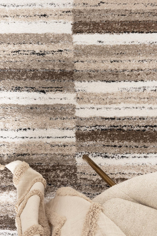 Nola Shapes Beige Brown Rug - N002