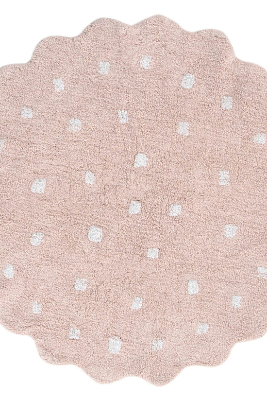 Mellow Round Scalloped Kids Rug Blush Pink