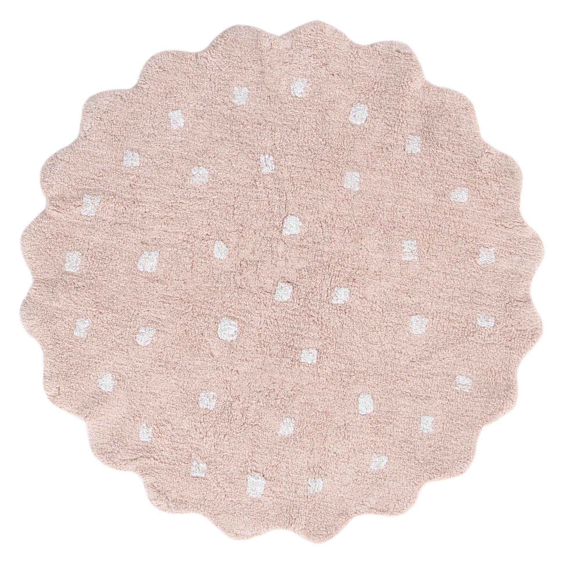 Mellow Round Scalloped Kids Rug Blush Pink