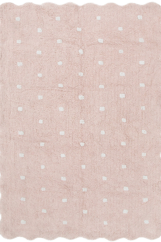 Mellow Rectangle Scalloped Kids Rug Blush Pink