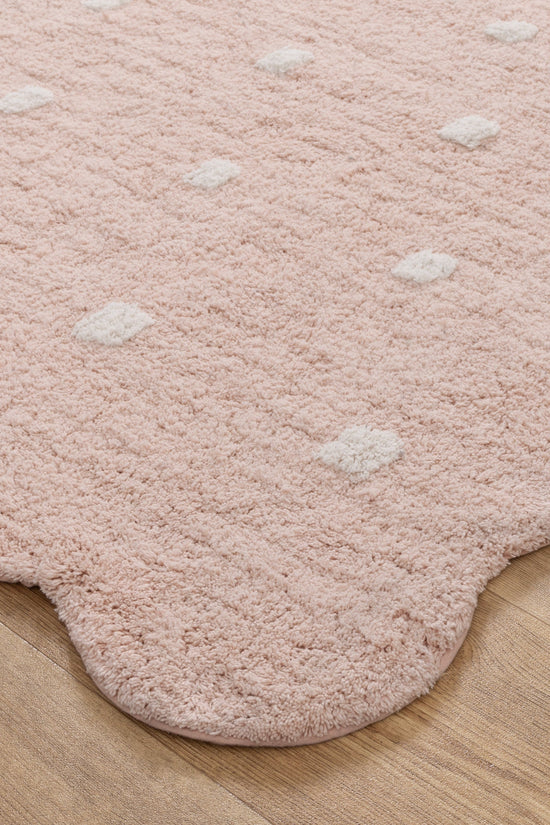 Mellow Round Scalloped Kids Rug Blush Pink