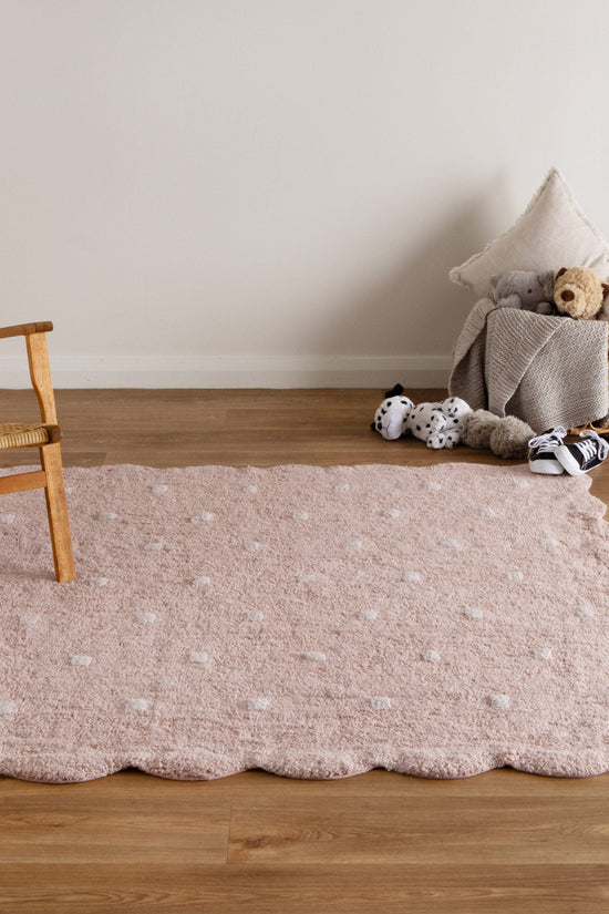 Mellow Rectangle Scalloped Kids Rug Blush Pink
