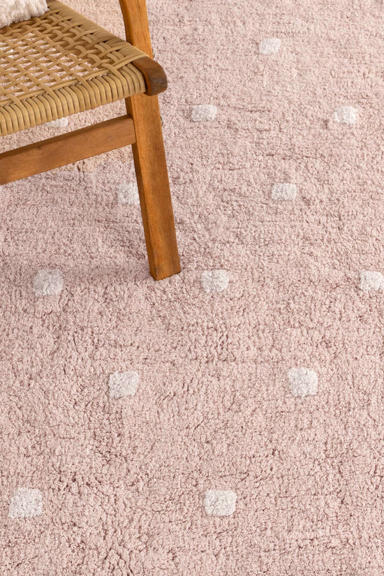 Mellow Rectangle Scalloped Kids Rug Blush Pink