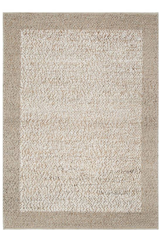 Eco Weave Plain Border Cream Beige Jute and Wool Rug