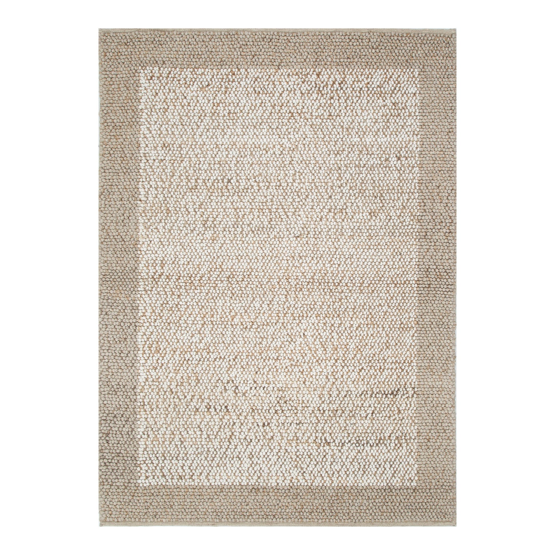 Eco Weave Plain Border Cream Beige Jute and Wool Rug