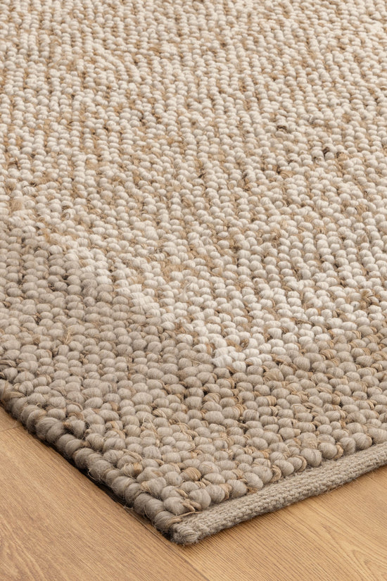 Eco Weave Plain Border Cream Beige Jute and Wool Rug