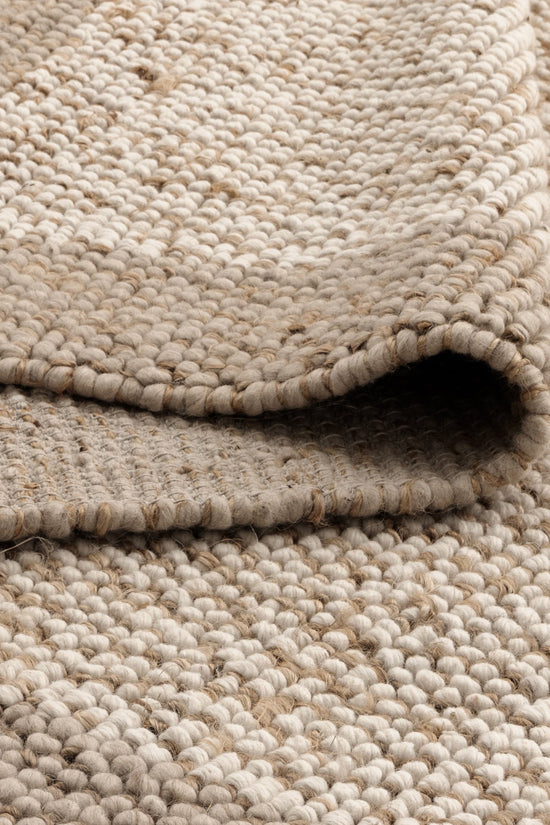 Eco Weave Plain Border Cream Beige Jute and Wool Rug