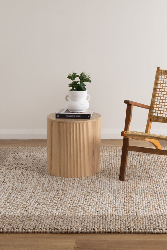 Eco Weave Plain Border Cream Beige Jute and Wool Rug