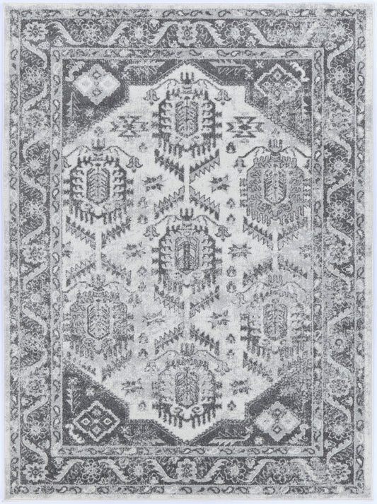 Provence Cosquer Cream Grey Traditional Rug - PROV03