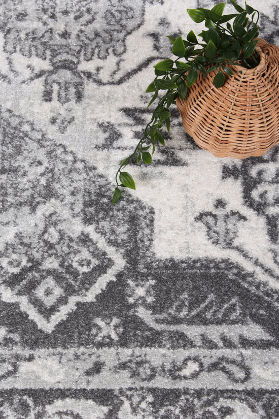 Provence Cosquer Cream Grey Traditional Rug - PROV03