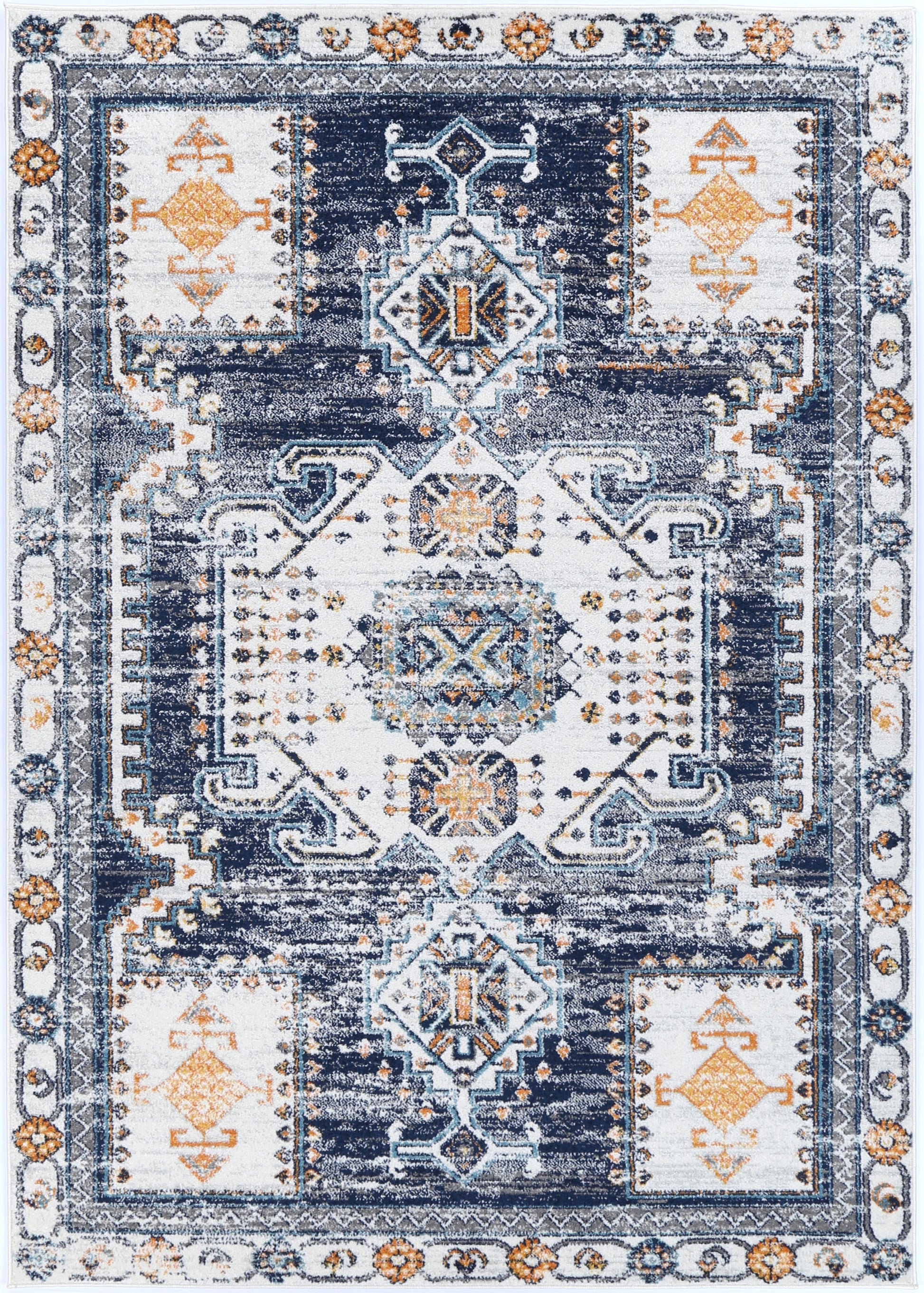 Provence Taza Blue Cream Transitional Rug - PROV06