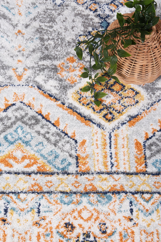 Provence Zaida Traditional Grey & Terracotta Rug - PROV12