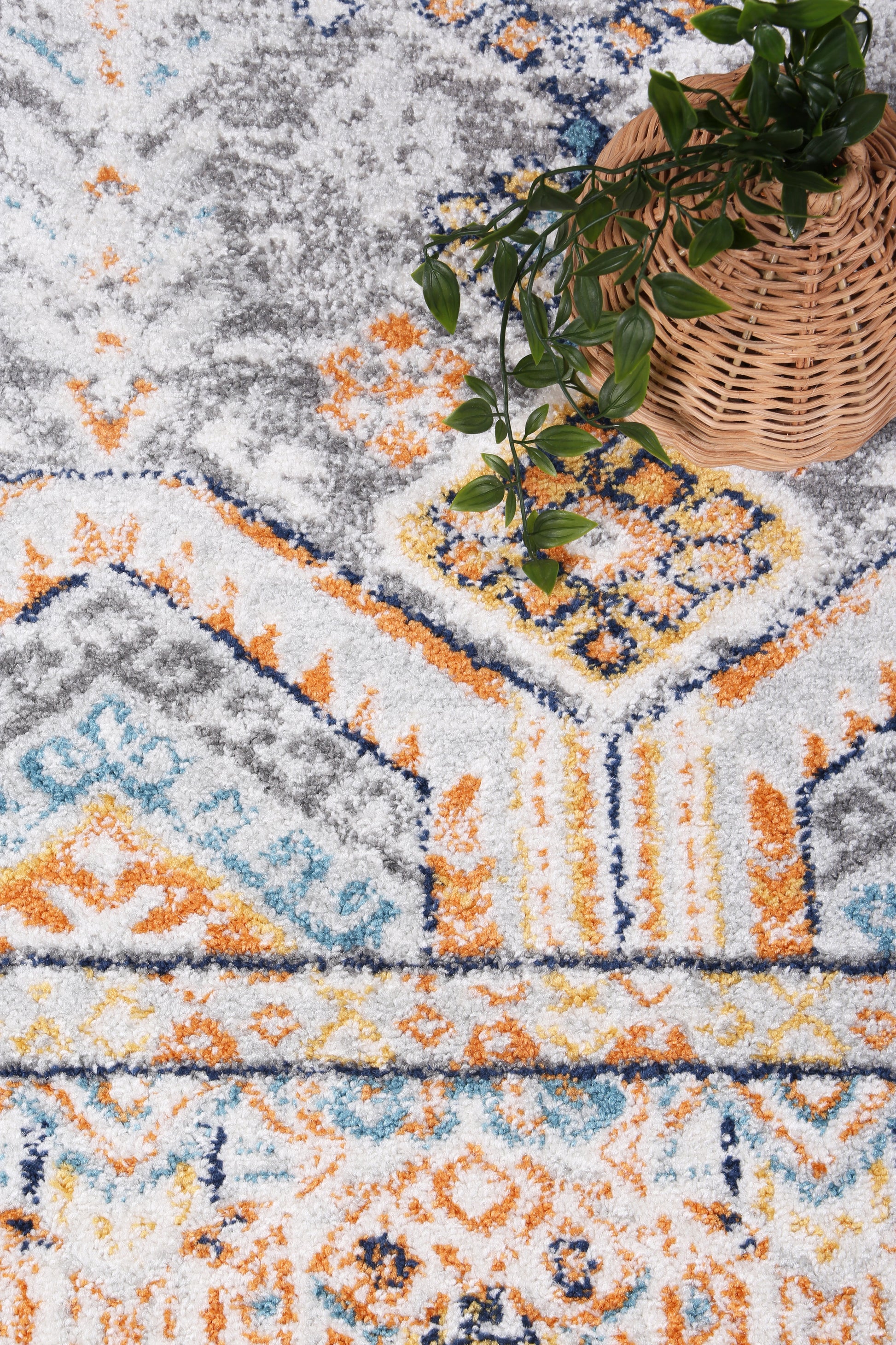 Provence Zaida Traditional Grey & Terracotta Rug - PROV12