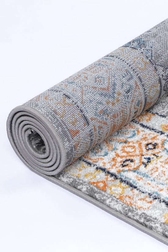 Provence Zaida Traditional Grey & Terracotta Rug - PROV12