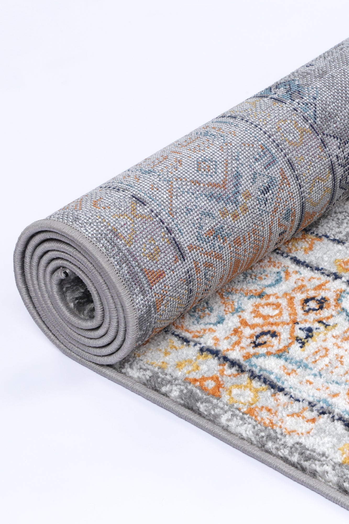 Provence Zaida Traditional Grey & Terracotta Rug - PROV12