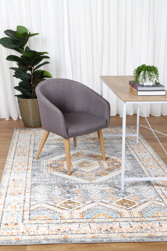 Provence Zaida Traditional Grey & Terracotta Rug - PROV12