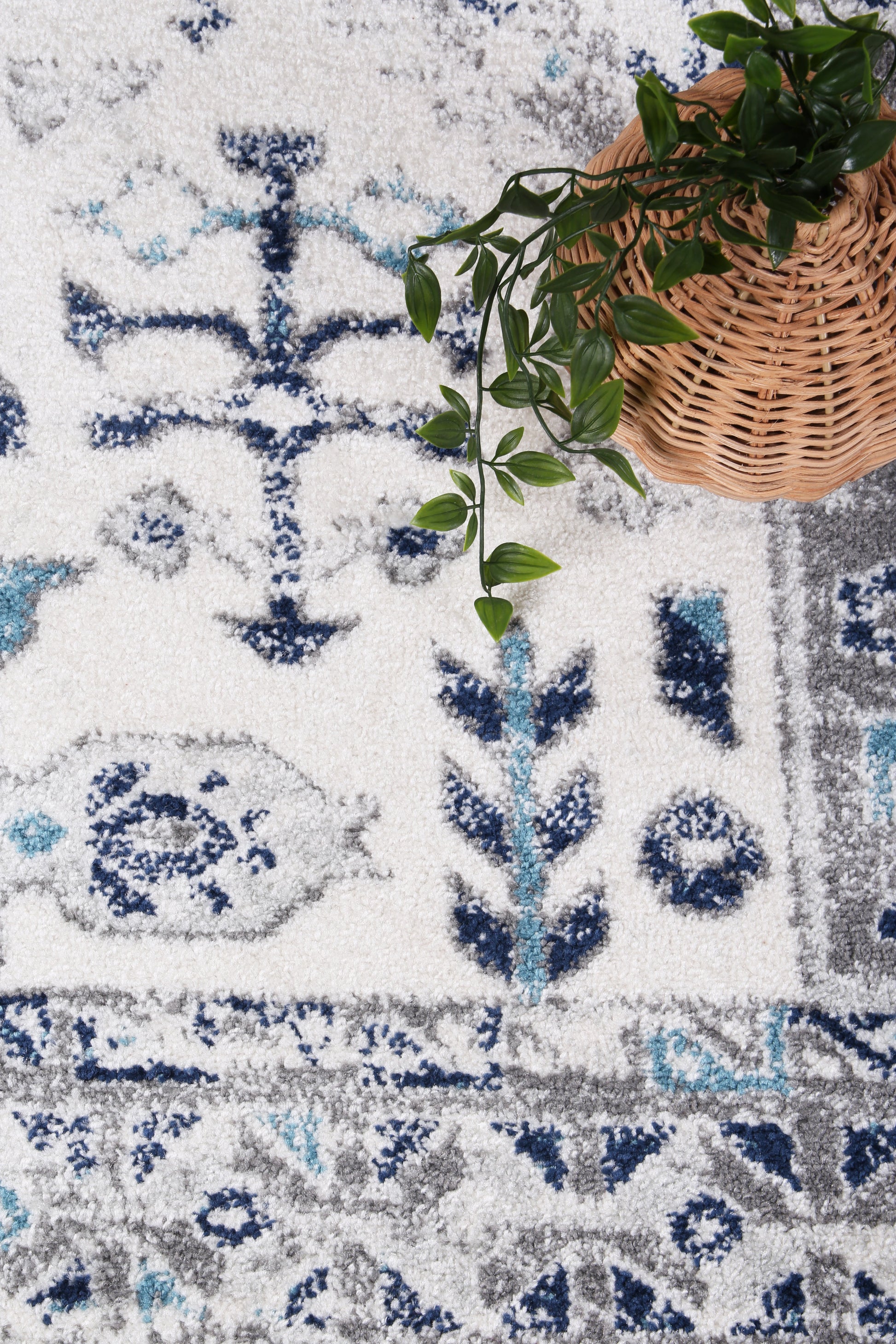 Provence Celts Cream Blue Traditional Rug - PROV14