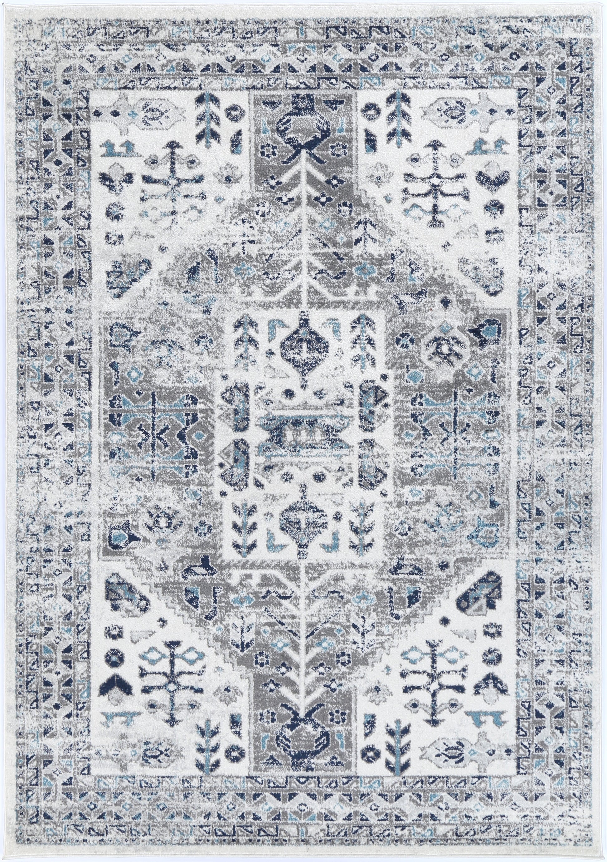 Provence Celts Cream Blue Traditional Rug - PROV14