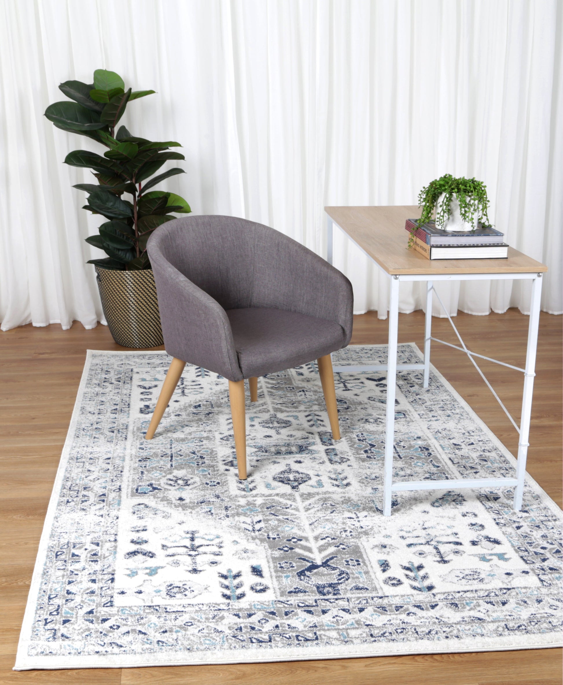 Provence Celts Cream Blue Traditional Rug - PROV14