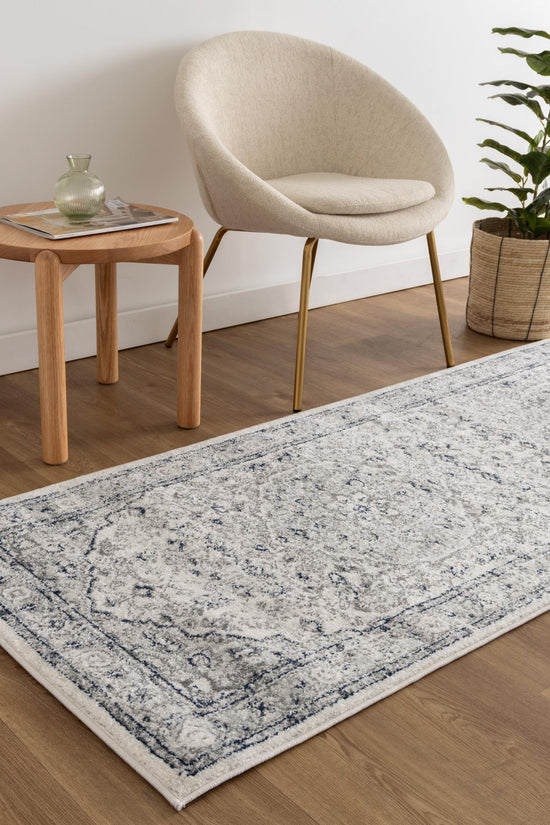 Provence Vallonnet Cream Navy Floral Rug - PROV23
