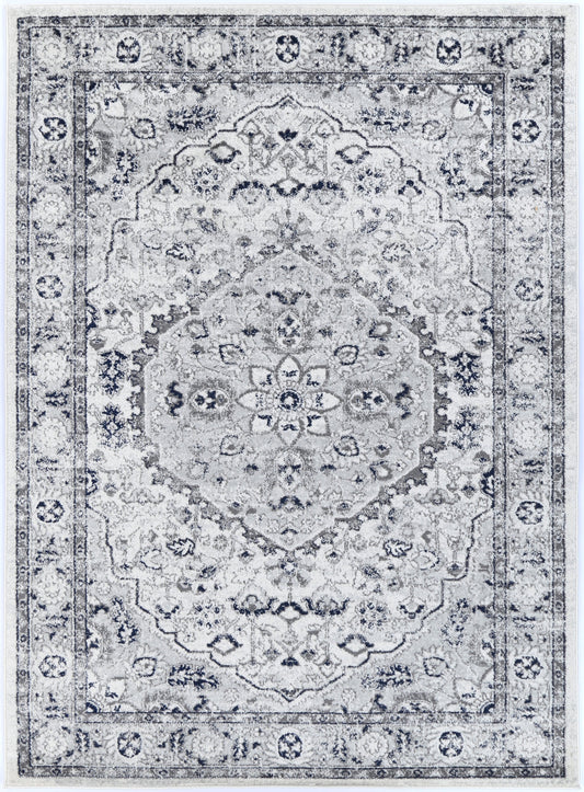 Provence Vallonnet Cream Navy Floral Rug - PROV23