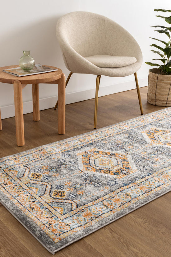 Provence Zaida Traditional Grey & Terracotta Rug - PROV12