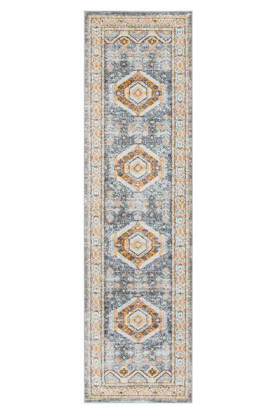 Provence Zaida Traditional Grey & Terracotta Rug - PROV12