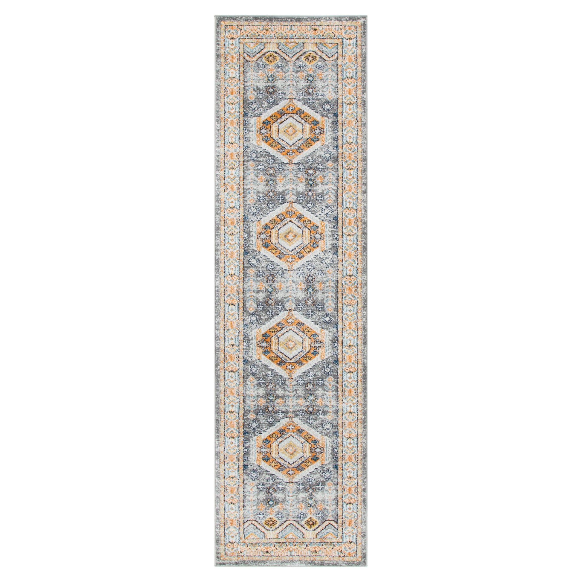 Provence Zaida Traditional Grey & Terracotta Rug - PROV12