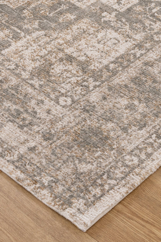 Solenne Cream & Olive Distressed Medallion Vintage Rug - S600