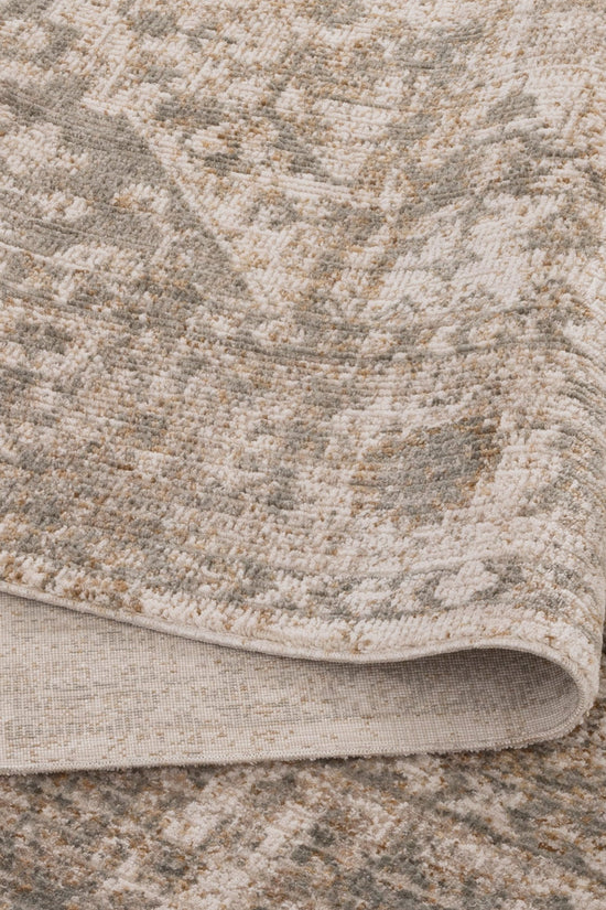 Solenne Cream & Olive Distressed Medallion Vintage Rug - S600