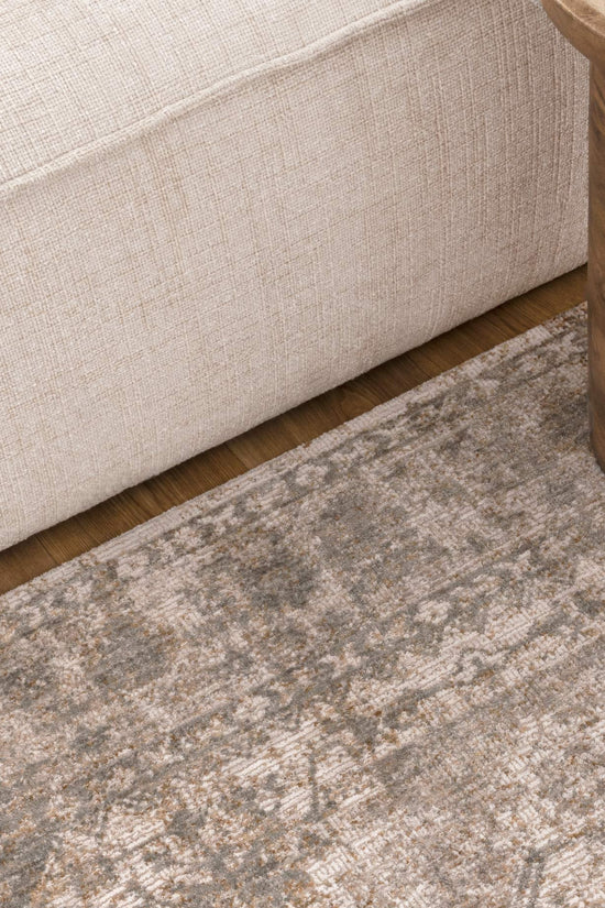 Solenne Cream & Olive Distressed Medallion Vintage Rug - S600
