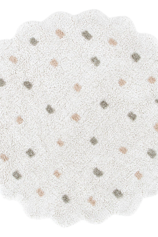 Mellow Round Scalloped Kids Rug White & Multi
