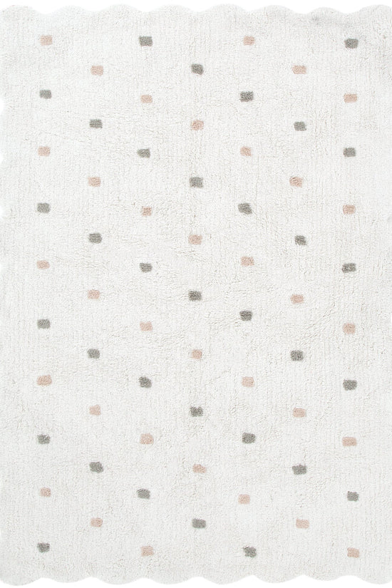 Mellow Rectangle Scalloped Kids Rug White & Multi