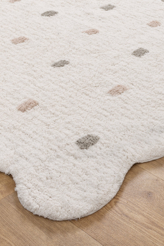 Mellow Round Scalloped Kids Rug White & Multi