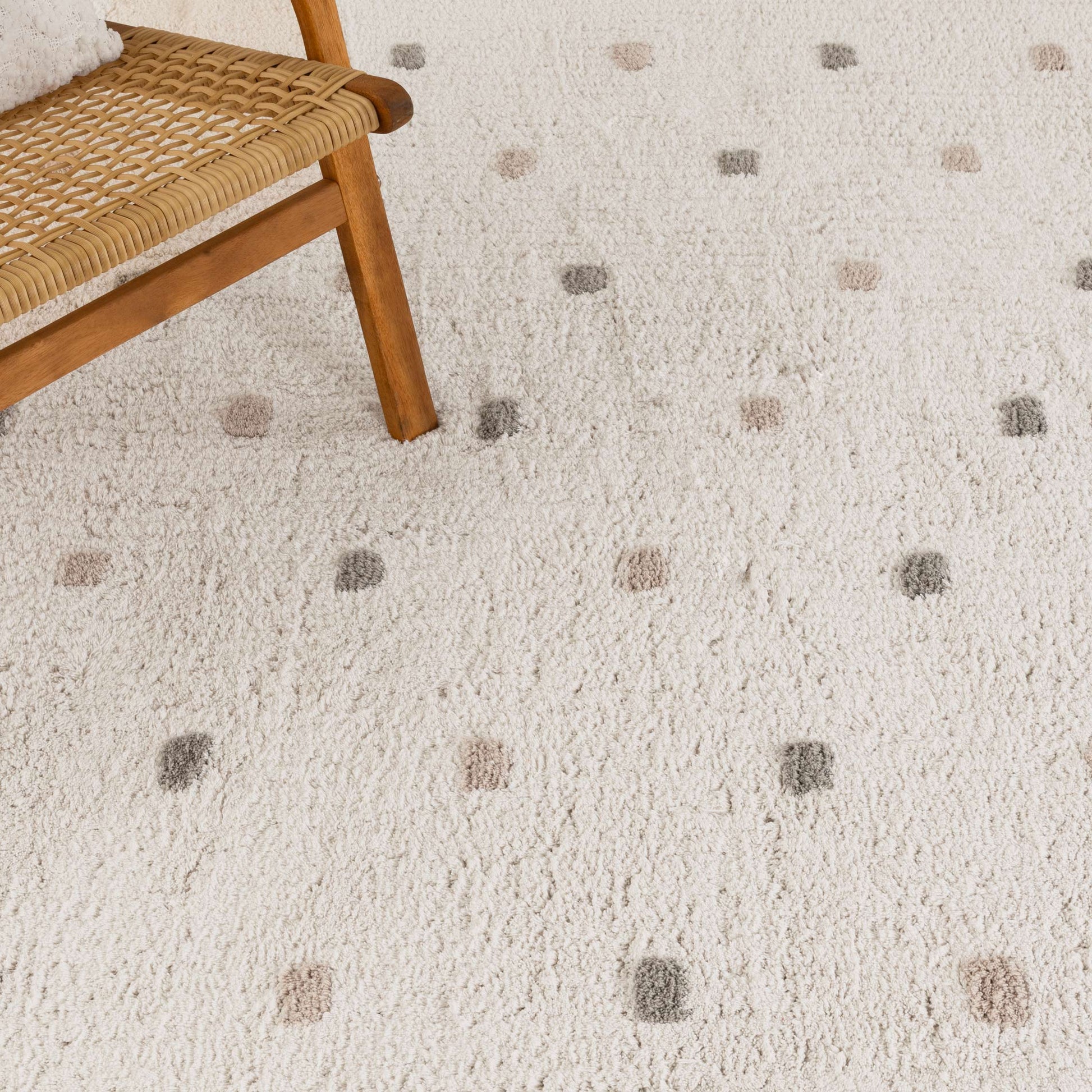 Mellow Rectangle Scalloped Kids Rug White & Multi