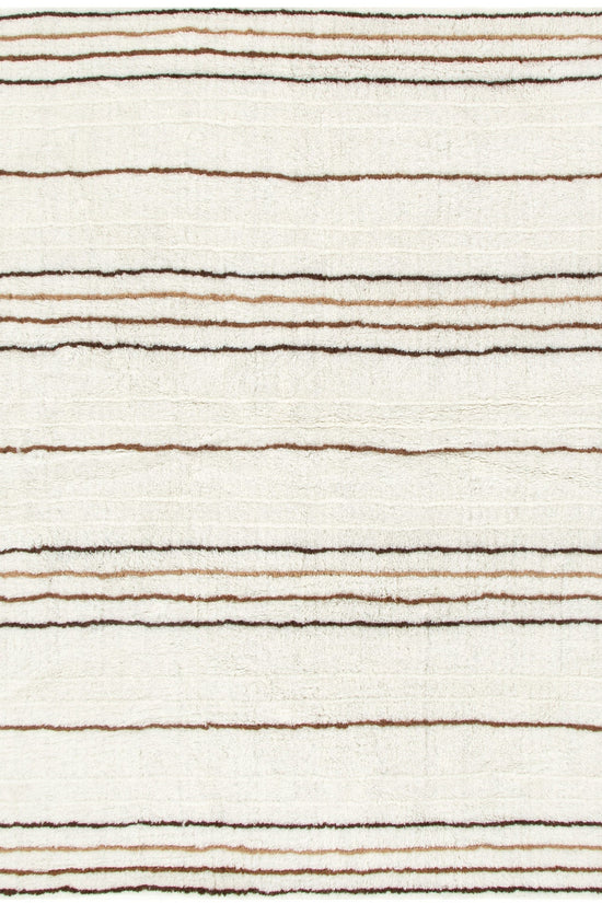 Highlands Beige Stripe Washable Wool Rug