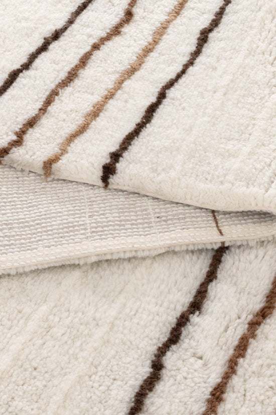 Highlands Beige Stripe Washable Wool Rug