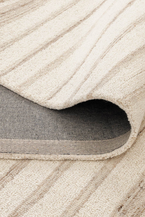 Praia Stripes Ivory Beige Wool Rug
