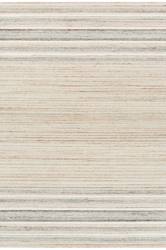 Praia Multi Stripe Beige Grey Wool Rug