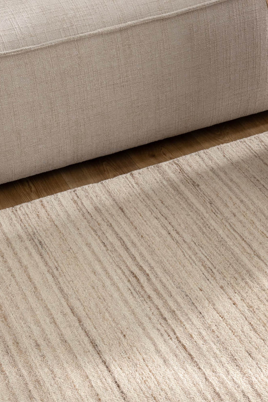 Praia Multi Stripe Beige Grey Wool Rug