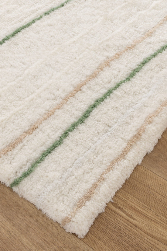 Highlands Olive Stripe Washable Wool Rug